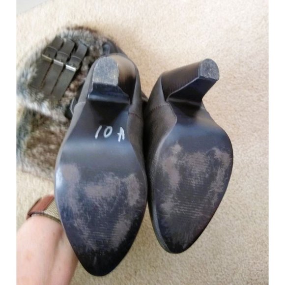 JustFab Maliah Knee-High Boots Fur Cuffs Gray Size 7.5 - Picture 5 of 6